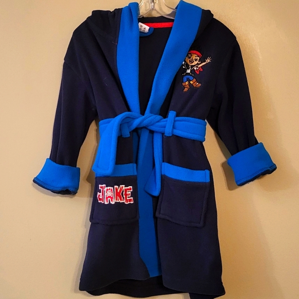 Disney Jake navy embrodiered fleece hooded robe